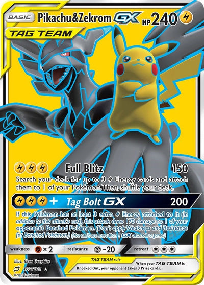 Pikachu & Zekrom GX (Full Art) (162/181) (SM - Team Up) (SM9)