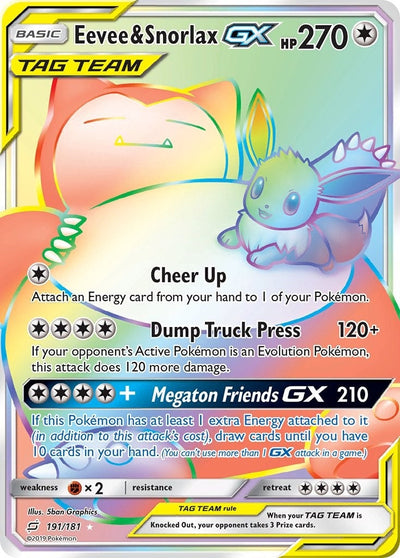 Eevee & Snorlax GX (Secret) (191/181) (SM - Team Up) (SM9)
