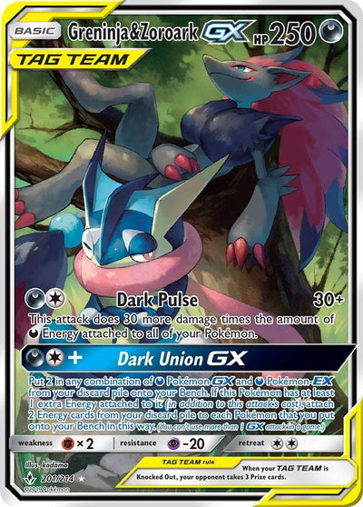 Greninja & Zoroark GX (201) (Alternate Full Art) (201/214) (SM - Unbroken Bonds) (SM10)