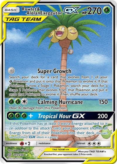 Rowlet & Alolan Exeggutor GX (Alternate Full Art) (215/236) (SM - Unified Minds) (SM11)