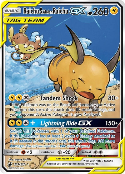 Raichu & Alolan Raichu GX (Alternate Full Art) (221/236) (SM - Unified Minds) (SM11)