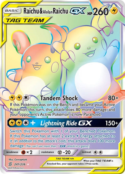 Raichu & Alolan Raichu GX (Secret) (241/236) (SM - Unified Minds) (SM11)