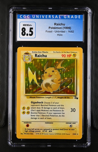 Raichu Pokémon Fossil Holo #14/62 CGC 8.5