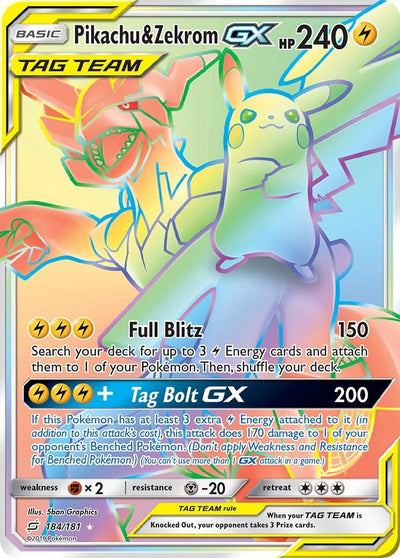 Pikachu & Zekrom GX (Secret) (184/181) (SM - Team Up) (SM9)