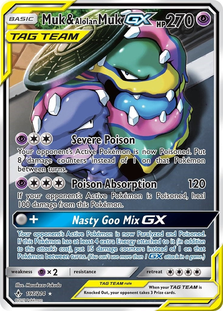 Muk & Alolan Muk GX (197) (Full Art) (197/214) (SM - Unbroken Bonds) (SM10)