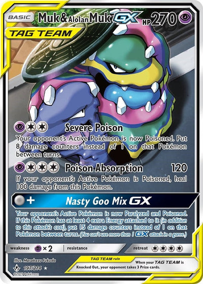 Muk & Alolan Muk GX (197) (Full Art) (197/214) (SM - Unbroken Bonds) (SM10)