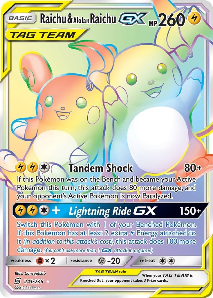 Raichu & Alolan Raichu GX (Secret) (241/236) (SM - Unified Minds) (SM11)