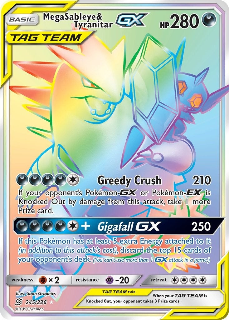 Mega Sableye & Tyranitar GX (Secret) (245/236) (SM - Unified Minds) (SM11)