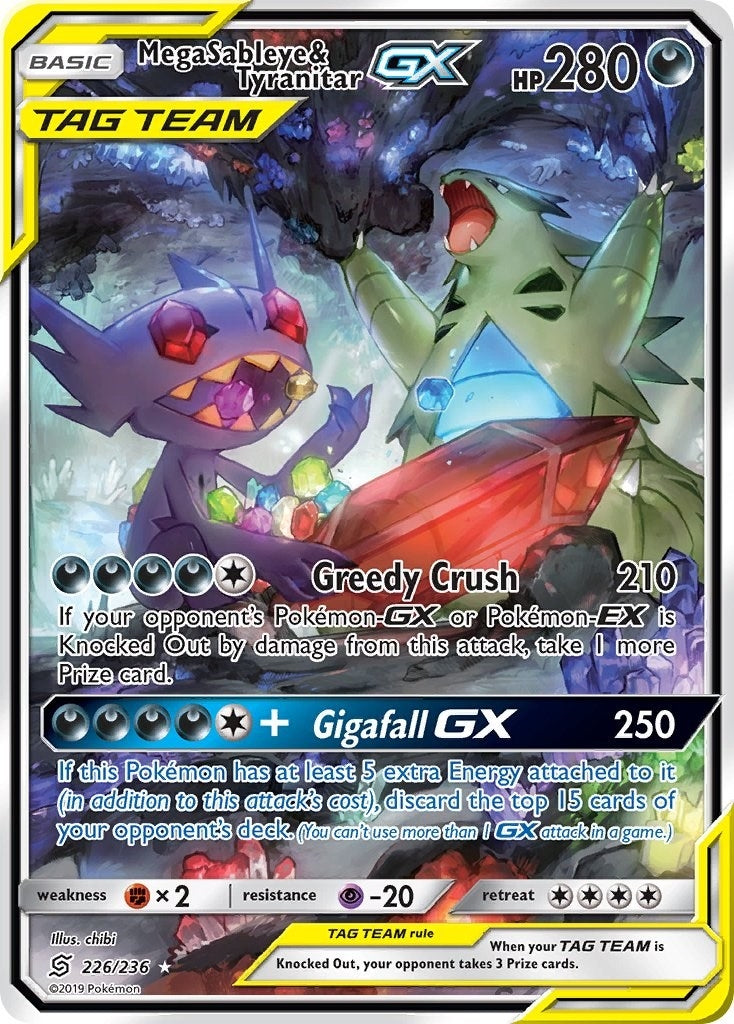 Mega Sableye & Tyranitar GX (Alternate Full Art) (226/236) (SM - Unified Minds) (SM11)