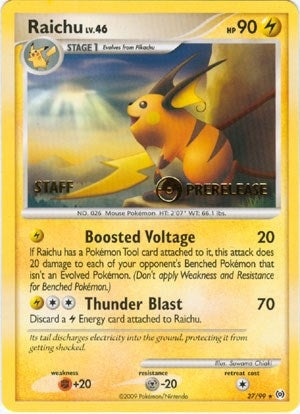 Raichu - 27/99 (Prerelease) [Staff] (27/99) (Nintendo Promos) (PR)