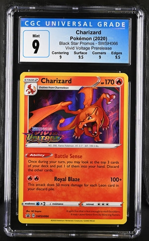 Charizard Pokémon Vivid Voltage Prerelease Black Star Promo #SWSH066 CGC 9