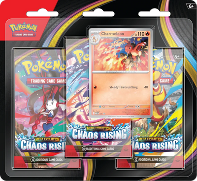 Pokémon Mega Evolution Chaos Rising 3-Pack Blister 24 Pack Case Charmeleon