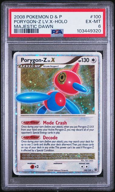 Porygon-Z Lv. X 2008 Pokemon Majestic Dawn Secret rare holo #100/100 PSA 6