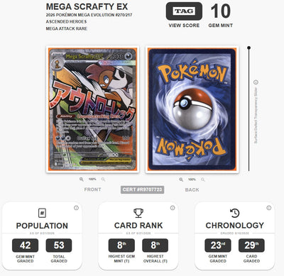 Mega Scrafty EX 2026 Pokemon Ascended Heroes #270/217 TAG 10