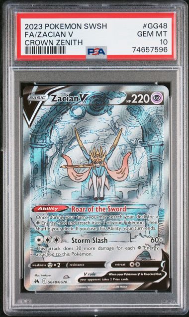 Zacian V Pokémon Crown Zenith Ultra Rare #GG48/GG70 PSA 10