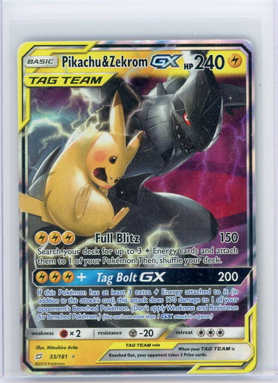 Pikachu & Zekrom GX Tag Team 2019 Pokémon full art rare holo 33/181