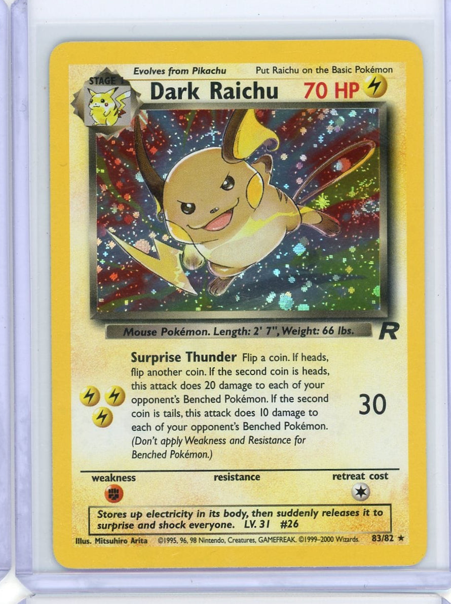 Dark Raichu Pokémon Team Rocket Unlimited Secret Rare #83/82 LP