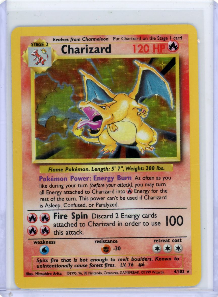 Charizard Pokémon Base Set Unlimited Holo #4/102 LP