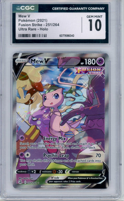 Mew V 2021 Pokemon Fusion Strike Ultra rare Holo#251/264 CGC 10