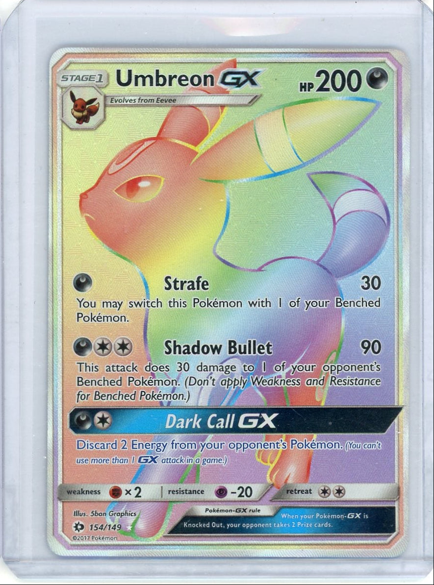 Umbreon GX Pokémon Sun & Moon Rainbow Secret Rare #154/149