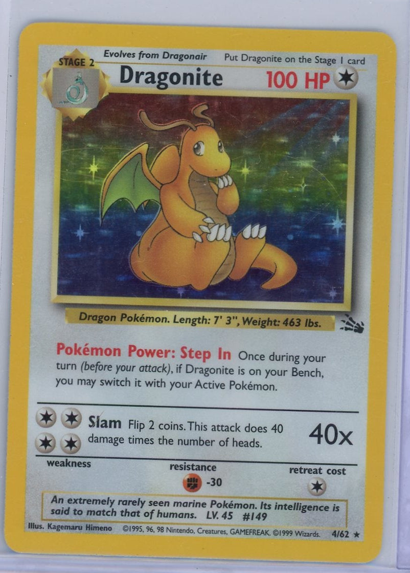 Dragonite Pokémon Fossil Unlimited Holo #4/62 HP