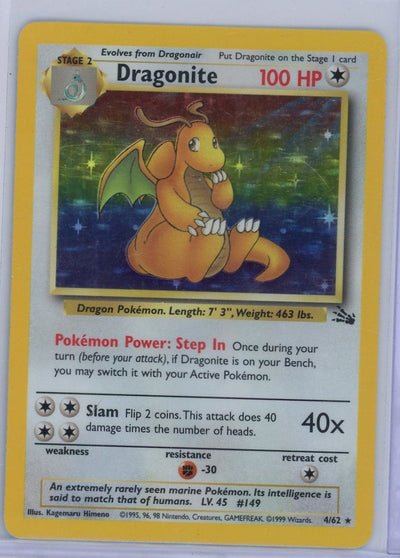 Dragonite Pokémon Fossil Unlimited Holo #4/62 HP