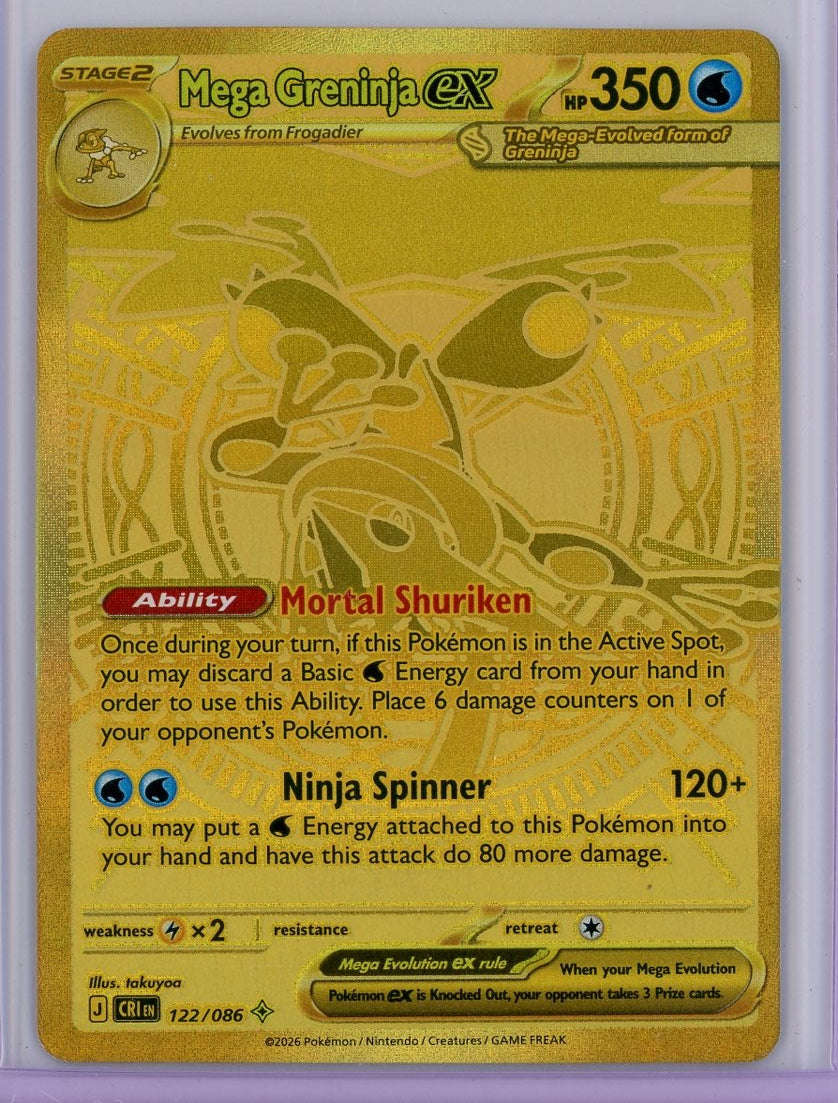 Mega Greninja ex Pokémon Chaos Rising Gold Mega Hyper Rare #122/086