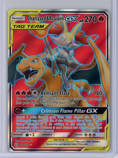 Charizard & Braixen GX Pokémon Cosmic Eclipse Tag Team Full Art #212/236