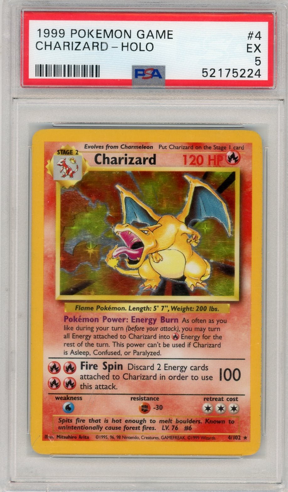 Charizard Pokémon Holo PSA 5 #4/102