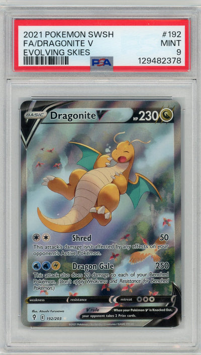 Dragonite V 2021 Pokemon Evolving Skies Full Art #192/203 PSA 9