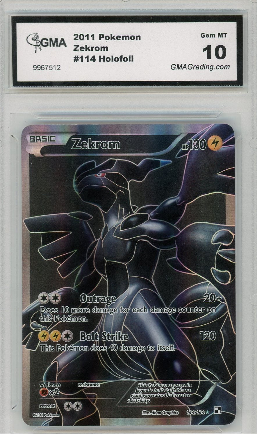Zekrom 2011 Pokemon Black and White #114/114 GMA 10