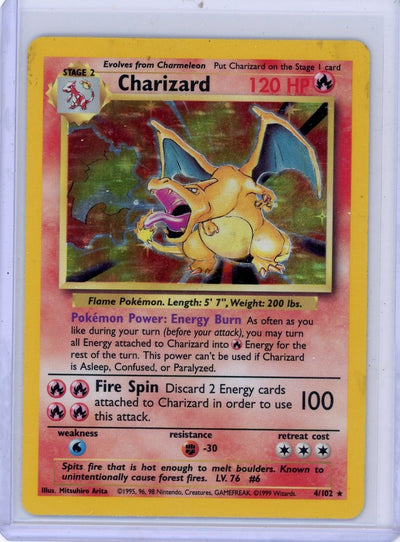 Charizard 1999 Pokemon Base Set holo #4/102 MP/HP