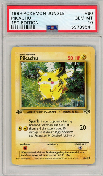 Pikachu 1999 Pokemon Jungle 1st Edition non holo #60/64 PSA 10